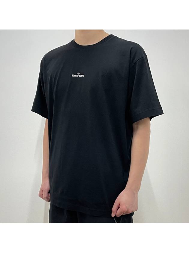 Logo Print Short Sleeve T-Shirt Black - STONE ISLAND - BALAAN 4