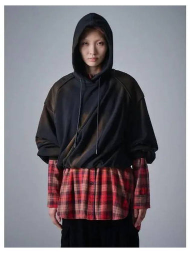 Waist shirring hoodie hooded sweatshirt Dying S Black Domestic product GM0024080167709 - JUUN.J - BALAAN 1