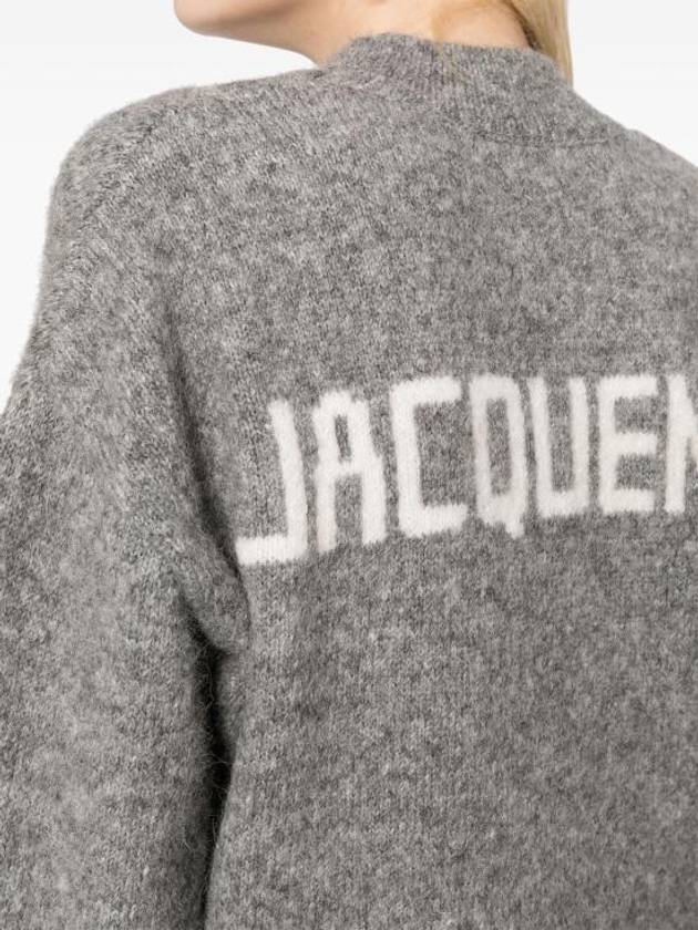 Intarsia Knit Logo Crew Neck Knit Top Grey - JACQUEMUS - BALAAN 7