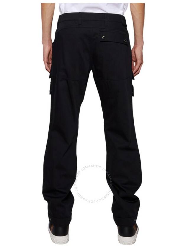 Men's Embroidered Logo Cotton Cargo Straight Pants Black - BURBERRY - BALAAN 4