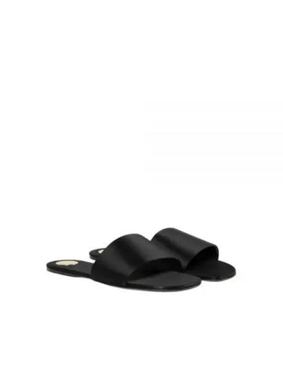 Carlyle Satin Flat Slippers Black - SAINT LAURENT - BALAAN 2