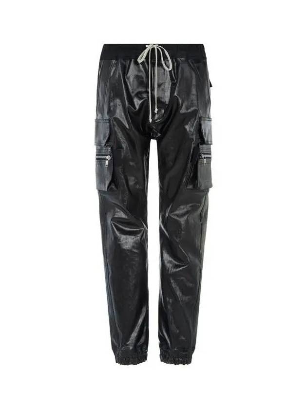 MEN Drawstring Coated Cargo Pants Black - RICK OWENS - BALAAN 1