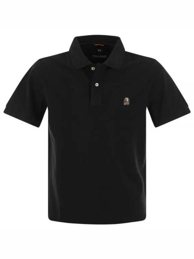 Logo Patch Cotton Short Sleeve Polo Shirt Black - PARAJUMPERS - BALAAN 2