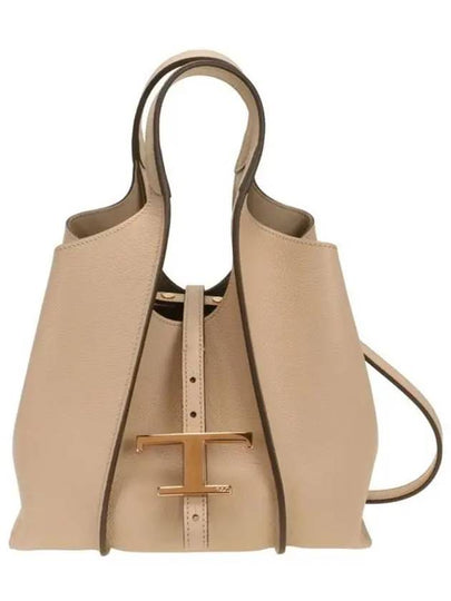 T Timeless Leather Shopping Mini Tote Bag Beige - TOD'S - BALAAN 2