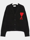 Big Heart Logo Wool Cardigan Black - AMI - BALAAN 3