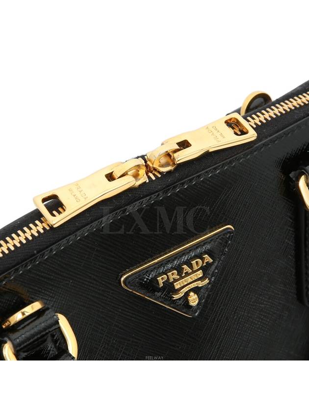 Saffiano Vernis Top Handle Cross BL0908 Black Gold Plated - PRADA - BALAAN 8