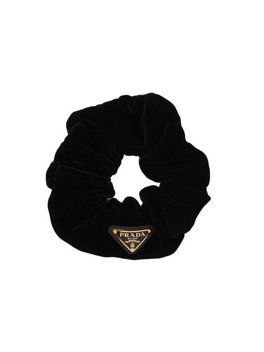 Women's Triangular Logo Velvet Hair Band Black 1IF015068F0002 - PRADA - BALAAN 1