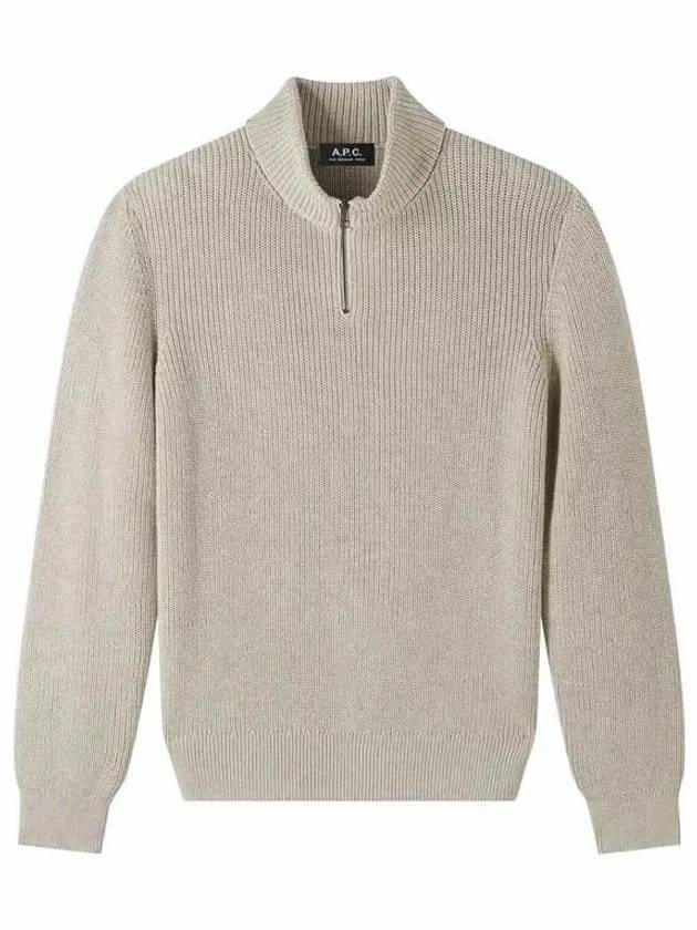 Mock Neck Half Zip-Up Knit Top Beige - A.P.C. - BALAAN 2