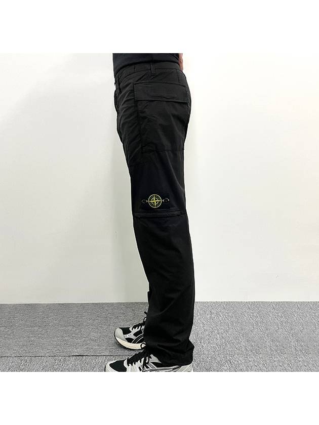 Logo Patch Cargo Cotton Straight Pants Black - STONE ISLAND - BALAAN 5