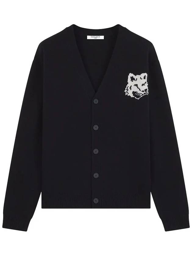 Fox Head Intarsia Comfort Cardigan Black - MAISON KITSUNE - BALAAN 5