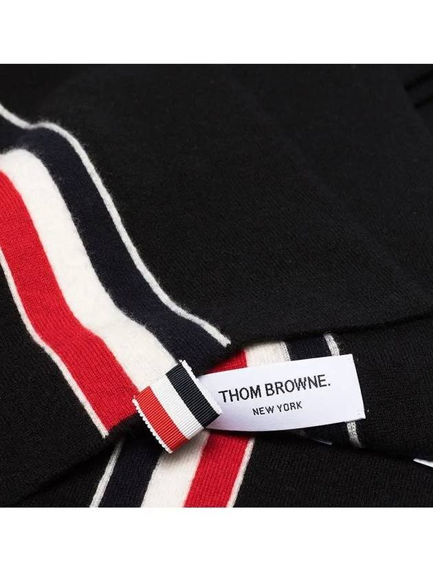 Men's Three Stripes Merino Wool Muffler Black - THOM BROWNE - BALAAN 5