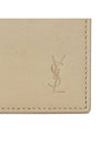 Cassandre Debossed Logo Leather Card Wallet Beige - SAINT LAURENT - BALAAN 6