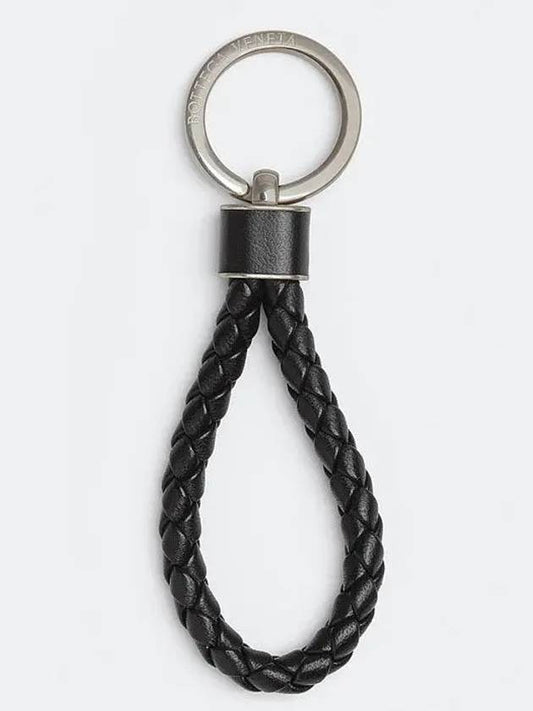 Intrecciato Leather Key Holder  Black - BOTTEGA VENETA - BALAAN 2