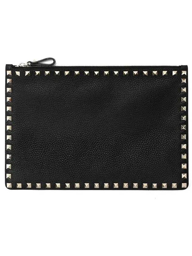 Rockstud Stampa Alce Clutch Bag Black - VALENTINO - BALAAN 1