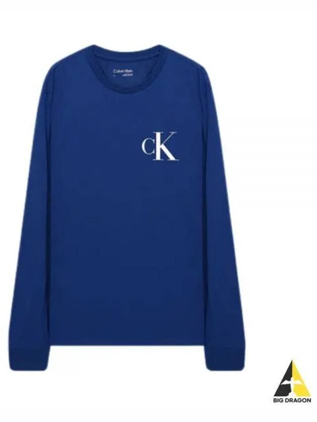 Monogram Logo Crewneck Long Sleeve T-Shirt Blue - CALVIN KLEIN - BALAAN 2