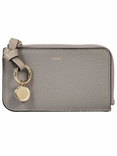 Alphabet Half Zipper Leather Card Wallet Grey - CHLOE - BALAAN 1