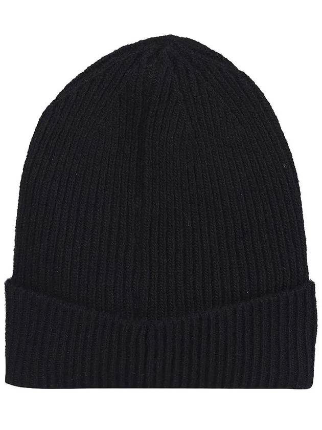 Embroidered Logo Ribbed Beanie Black - CP COMPANY - BALAAN 4