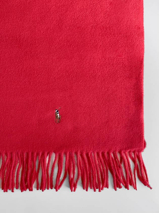 Women Men Multipony Logo Embroidery Wool Muffler Shawl Scarf Red PC1047 621 - POLO RALPH LAUREN - BALAAN 2