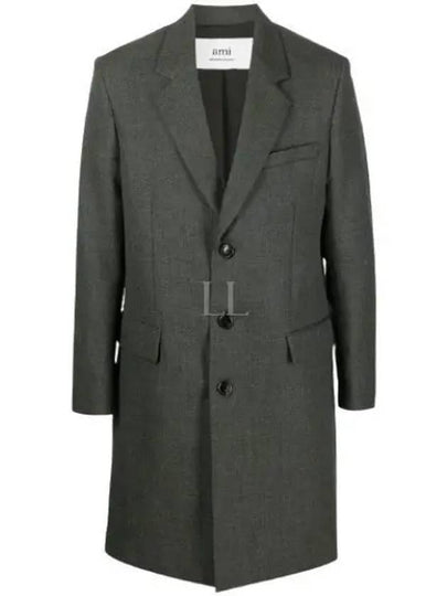 Men's Virgin Wool Single Coat Dark Grey - AMI - BALAAN 2