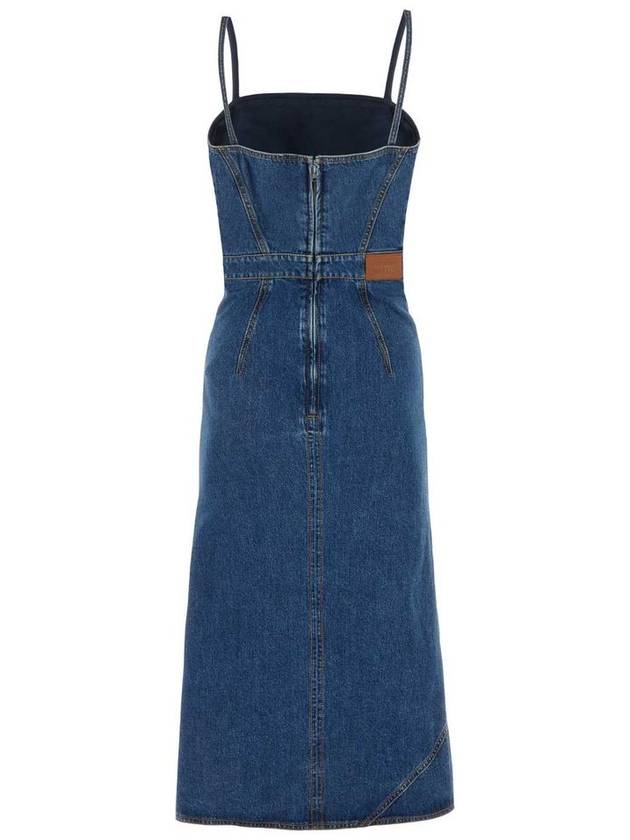 Slit Detail Denim Midi Dress Blue - ALEXANDER MCQUEEN - BALAAN 3