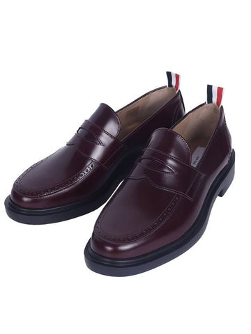 Men's Paneled Leather Loafer Burgundy Brown - THOM BROWNE - BALAAN 1