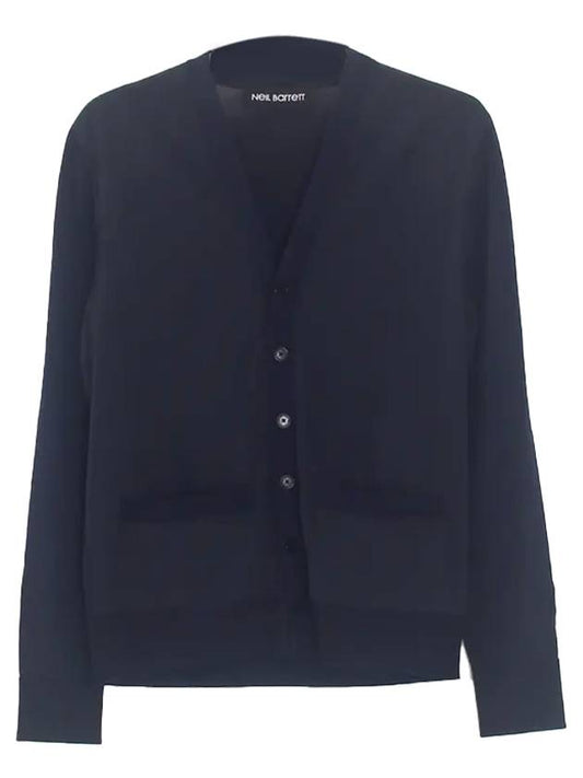 contrast panel cardigan navy - NEIL BARRETT - BALAAN 1