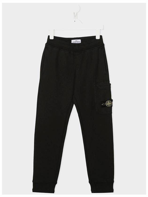 Men's Wappen Patch Cotton Fleece Track Pants Black - STONE ISLAND - BALAAN 7