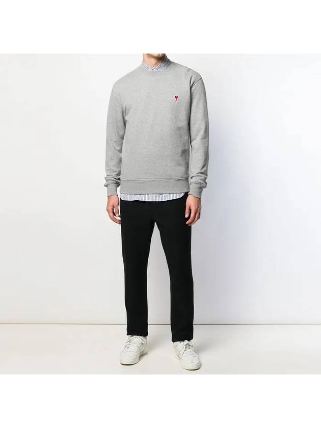 Men's Heart Logo Sweatshirt Grey - AMI - BALAAN.