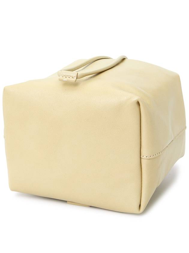 Embossed Logo Drawstring Calfskin Leather Messenger Bag Ivory - JIL SANDER - BALAAN 6