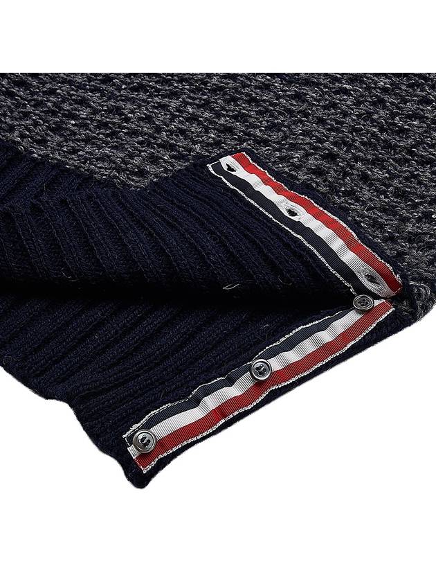 4 Bar Stripe Melange Effect Wool Knit Top Navy - THOM BROWNE - BALAAN 8