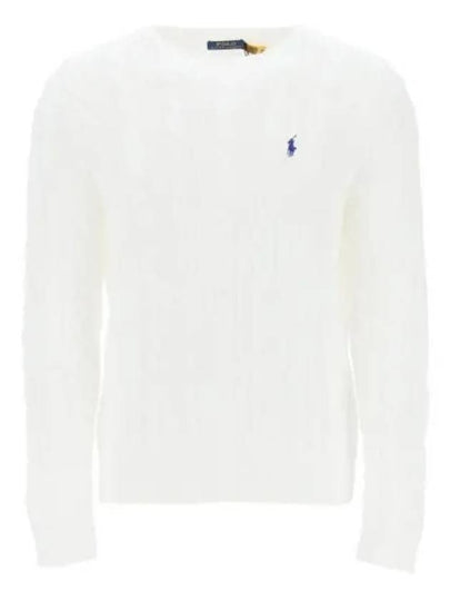 Embroidery Logo Cable Knit Top White - POLO RALPH LAUREN - BALAAN 2