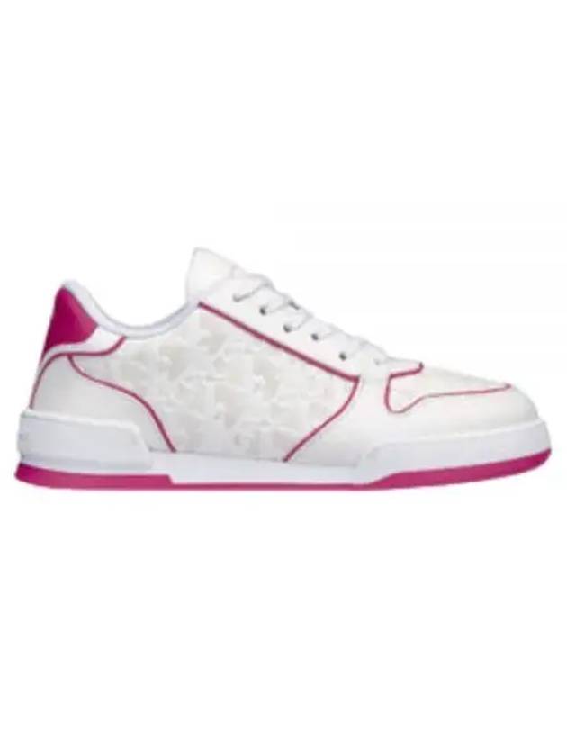 One Oblique Perforated Calfskin Low Top Sneakers White Fuchsia - DIOR - BALAAN 2