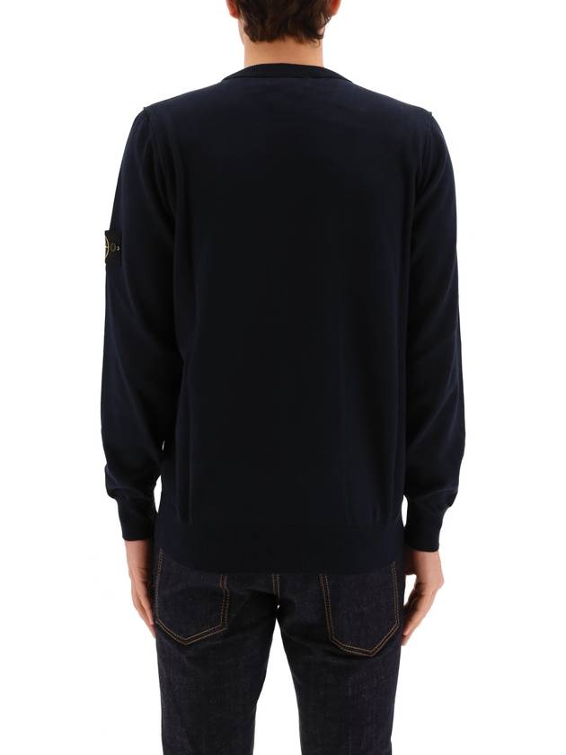 Men's Wappen Patch Crewneck Knit Sweatshirt Black - STONE ISLAND - BALAAN 3