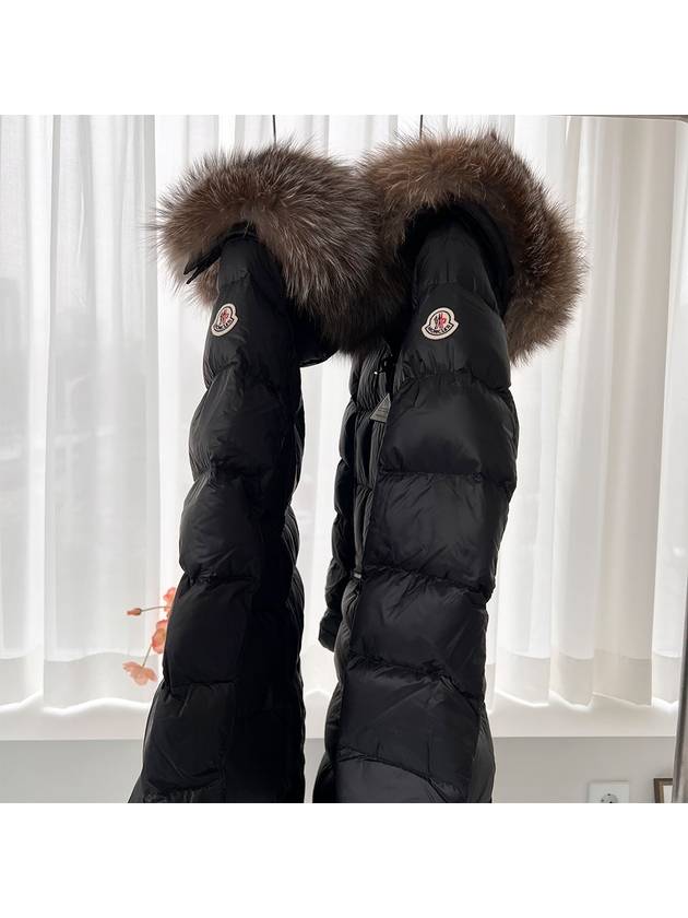 Boedic Logo Patch Fox Fur Down Long Padding Black - MONCLER - BALAAN 4