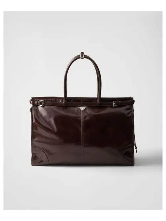 Leather tote bag dark brown 269766 - PRADA - BALAAN 1