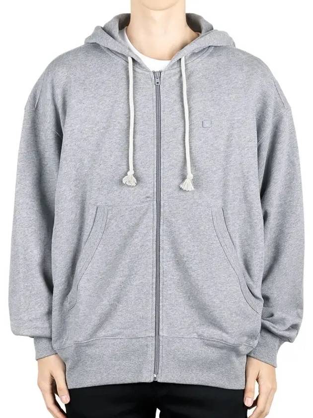 Face Logo Applique Zip-Up Hoodie Grey - ACNE STUDIOS - BALAAN 2