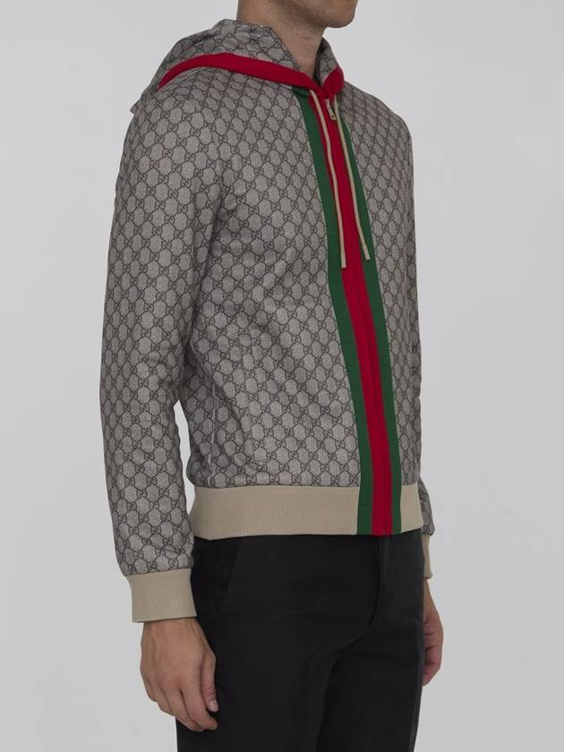 Web Technical Jersey Zip Jacket Beige Ebony - GUCCI - BALAAN 3