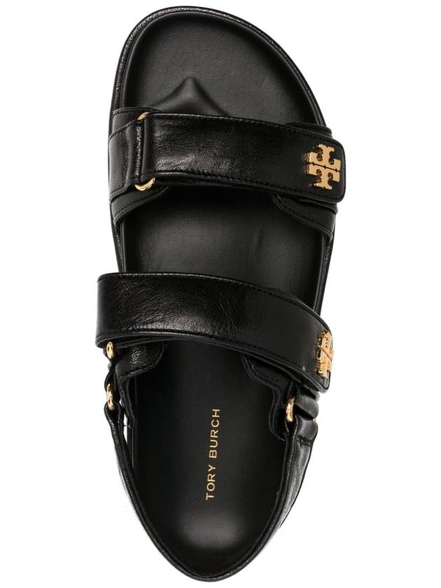 Kira Sports Logo Leather Sandals Black - TORY BURCH - BALAAN 5