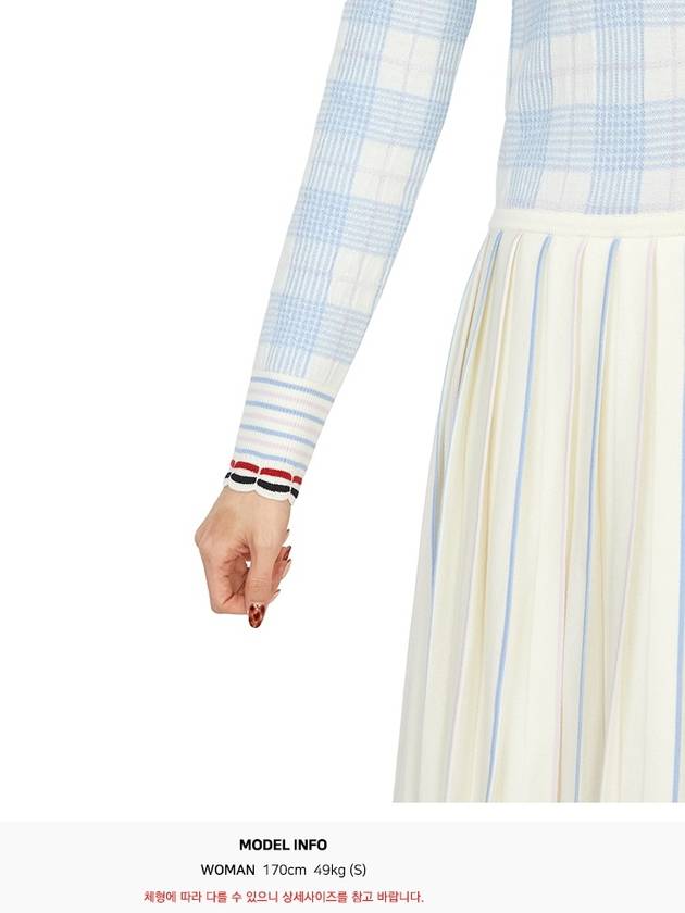 Hairline Check Merino Scalloped Long Dress White - THOM BROWNE - BALAAN 10