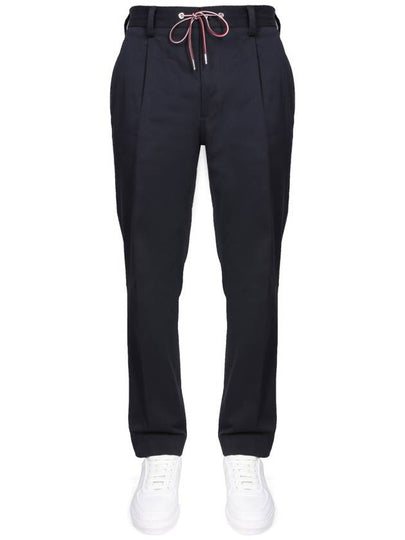 Men's Drawstring Gabardine Straight Pants Night Blue - MONCLER - BALAAN 2