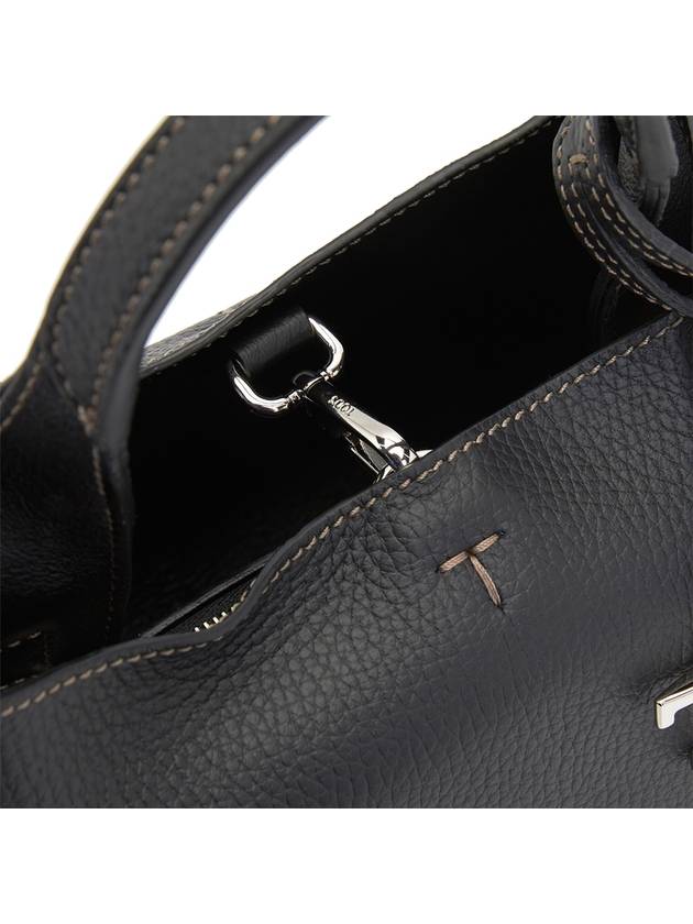 Logo Charm Leather Micro Tote Bag Black - TOD'S - BALAAN 11