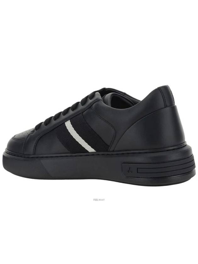 Moony Striped Leather Low Top Sneakers Black - BALLY - BALAAN 4