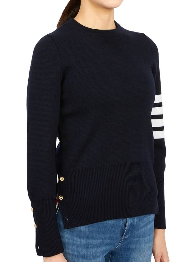 4-Bar Milano Stitch Crew Neck Knit Top Navy - THOM BROWNE - BALAAN 6