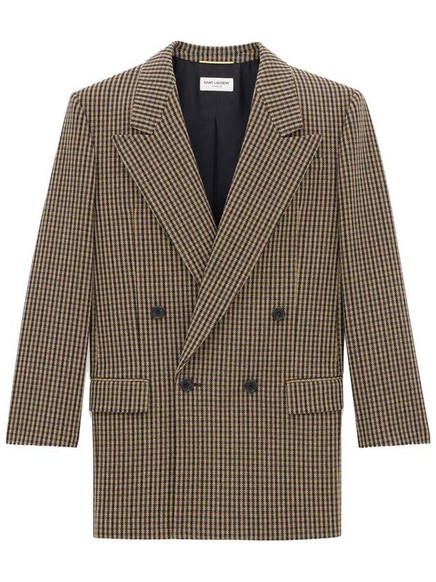 Double Breasted Blazer Jacket Beige - SAINT LAURENT - BALAAN 3