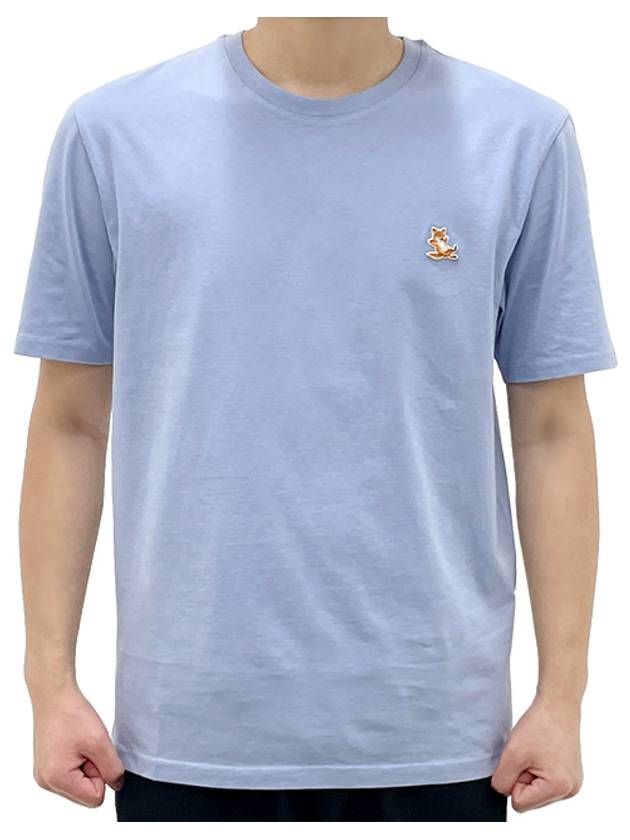 Chillax Fox Patch Regular Short Sleeve T-Shirt Blue - MAISON KITSUNE - BALAAN 3