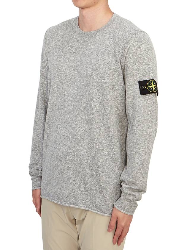 Compass Badge Ribbed Cotton Knit Top Grey - STONE ISLAND - BALAAN 3