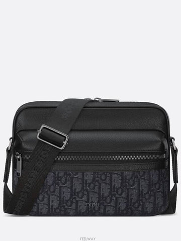 Rider 2 0 Zipper Messenger Bag Black Dior Oblique - DIOR - BALAAN 1