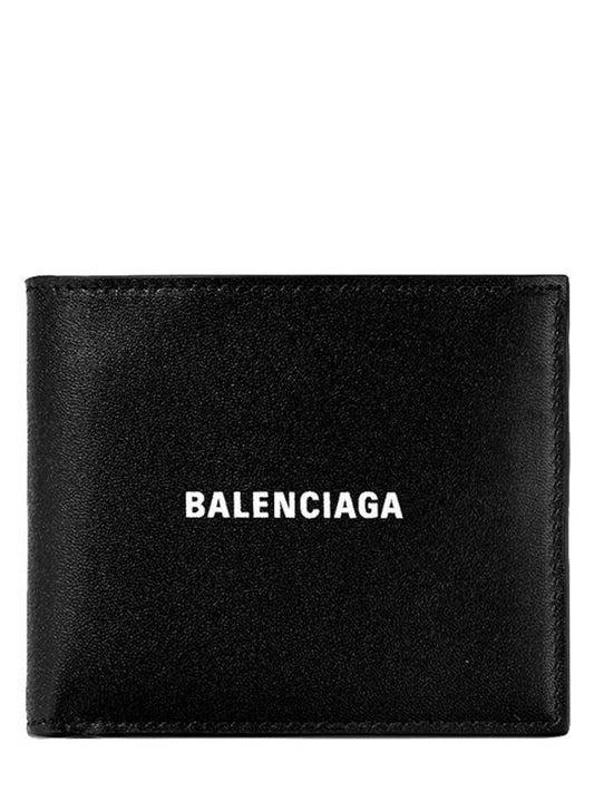 Logo Print Leather Half Wallet Black - BALENCIAGA - BALAAN 2