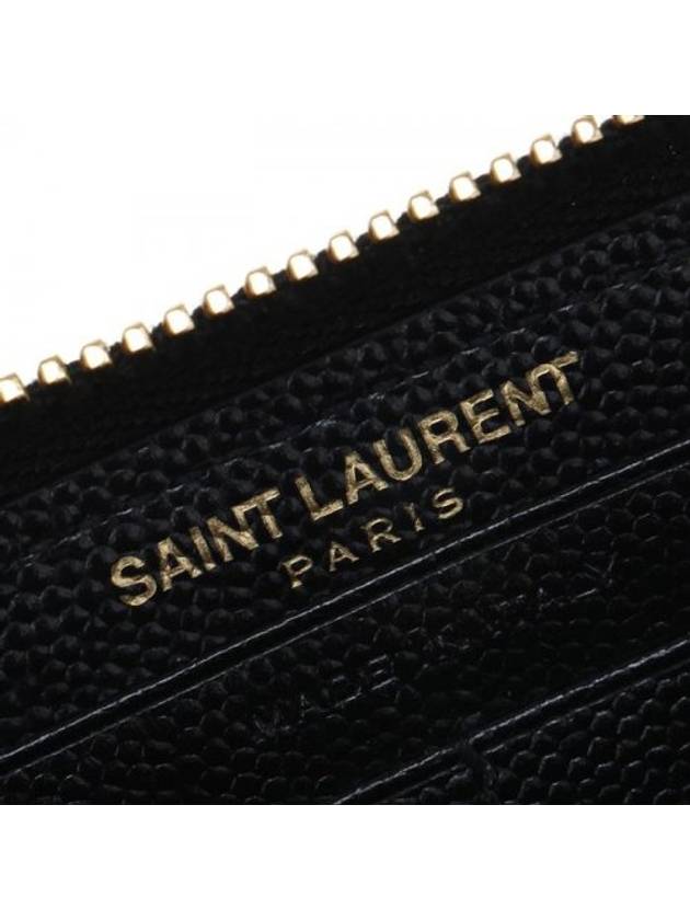 Matelasse Monogram Zipper Around Long Wallet Black - SAINT LAURENT - BALAAN 6