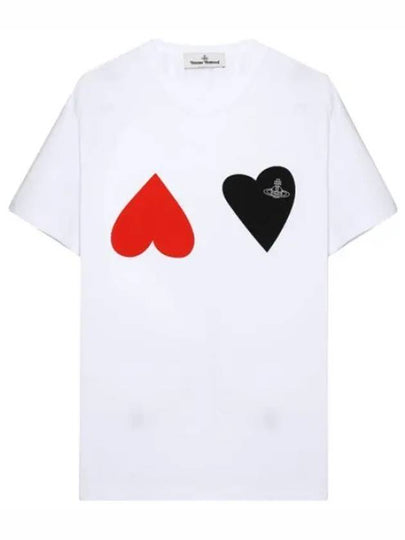 Logo Double Heart Print Short Sleeve T-Shirt White - VIVIENNE WESTWOOD - BALAAN 2